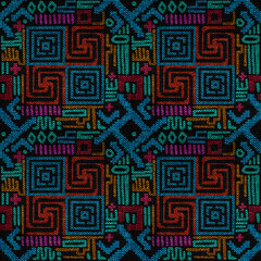 Fototapeta premium Colorful Tribal Geometric Lines Pattern Fabric
