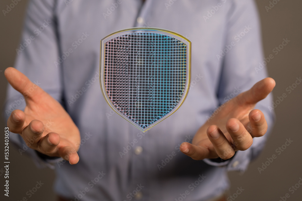 Poster secure your data. cybersecurity, data protection, digital shield concept. safeguard your information