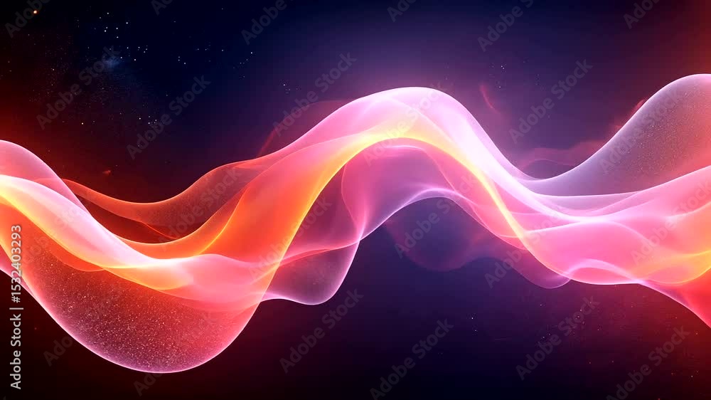 Poster abstract wavy flowing glowing energy background with dynamic colors and particles
