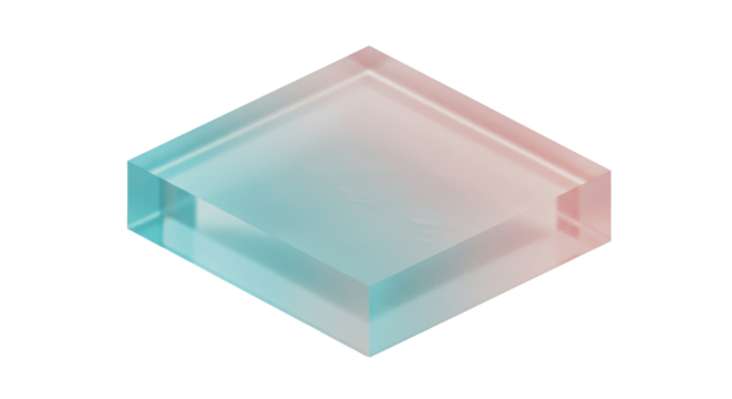 Translucent block with blue and pink gradient isolated PNG with Transparent Background