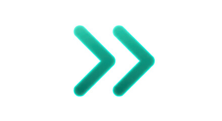 Obraz premium Green double chevron arrow pointing right isolated PNG with Transparent Background