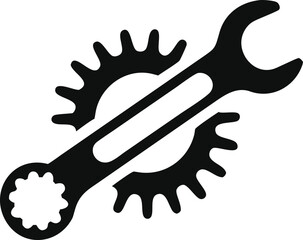 Wrench and gear icon on white background. Vector illustration