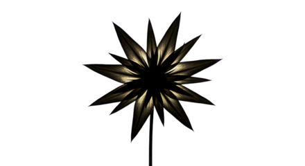Black metal star shaped garden wind spinner isolated on white background