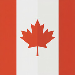 A crisp, clean, and vibrant flat vector illustration of the iconic Canadian flag, prominently featuring the striking red maple leaf centered on a white field between two red vertical bands