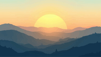 Mountain range sunrise landscape