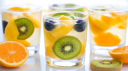 Refreshing Fruit Infused Water with Orange, Kiwi, and Blueberry