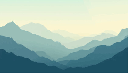 Fototapeta premium Blue Mountain Range in Gradient Hues