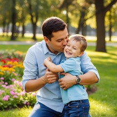 father and son in the park 