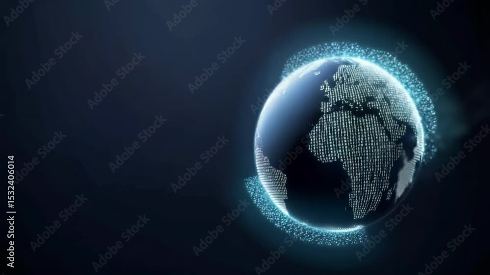 Poster global network connection: a stylized image of planet earth encircled by a glowing digital network, 