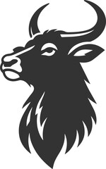 Big animal black bull vector silhouette isolated