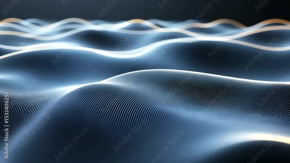 Aufkleber abstract wavy surface with glowing lines animation for digital backgrounds and visual effects