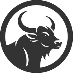 Big animal black bull vector silhouette isolated