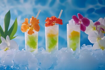 Refreshing Tropical Summer Cocktails with Flowers