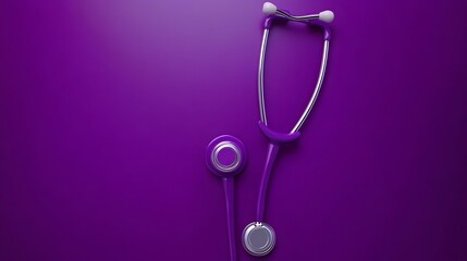 Purple Stethoscope on Violet Background Medical Healthcare Concept