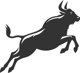 Big animal black bull vector silhouette isolated