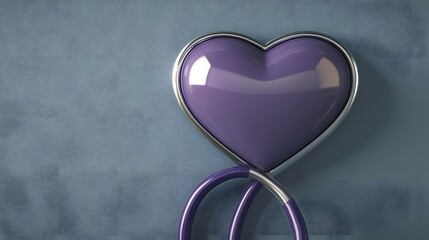 Purple Heart with Stethoscope Medical Concept 3D Render