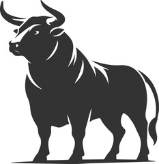Big animal black bull vector silhouette isolated