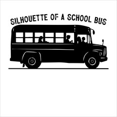 School Bus Vector Illustration with Kids.