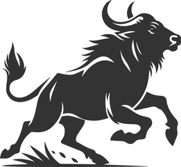 Big animal black bull vector silhouette isolated