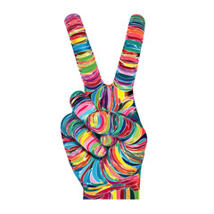 Vibrant Peace Sign: A multi-colored peace sign emerges, a splash of hope in a brushstroke of unity.