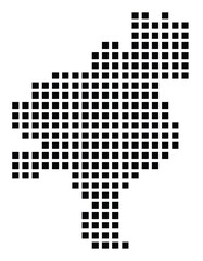 Symbol Map of the City Lucca (Italy) showing the city with a pattern of just a few black squares