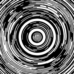 Fototapeta premium Offset concentric circles, hypnotic black and white vector 