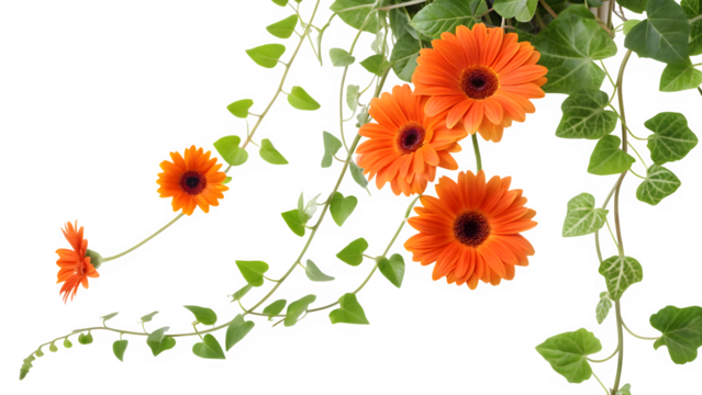 Cascading Ivy with Bright Orange Gerbera Daisies