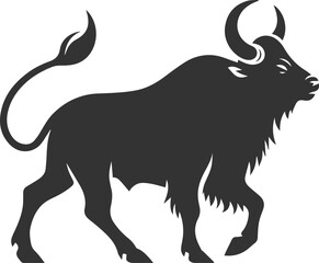 Big animal black bull vector silhouette isolated