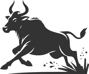 Big animal black bull vector silhouette isolated