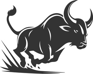 Big animal black bull vector silhouette isolated