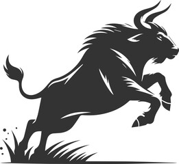 Big animal black bull vector silhouette isolated