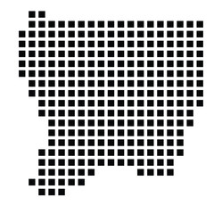 Symbol Map of the City Seskine (Lithuania) showing the city with a pattern of just a few black squares