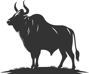 Big animal black bull vector silhouette isolated
