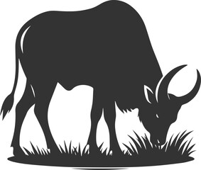 Obraz premium Big animal black bull vector silhouette isolated