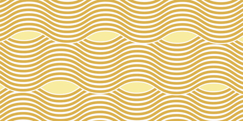 Yellow instant noodle, pasta and spaghetti texture with geometric wavy lines. Ramen, pasta vector pattern. Background abstract food illustration