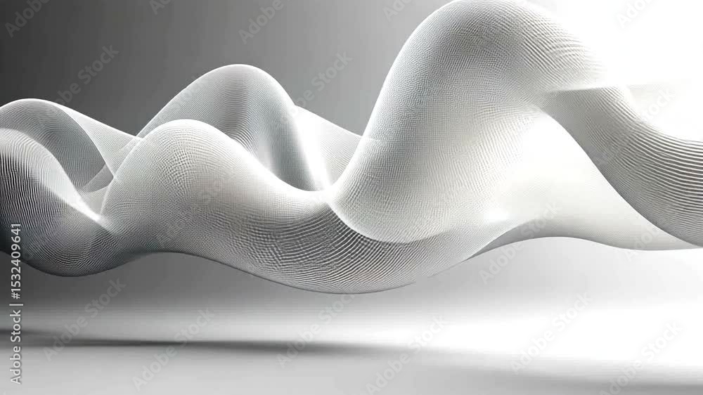 Poster abstract white wave pattern animation on light gray background seamless loopable video