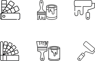Minimalist Paint Tool Icons in Symmetrical Flat Design Layout