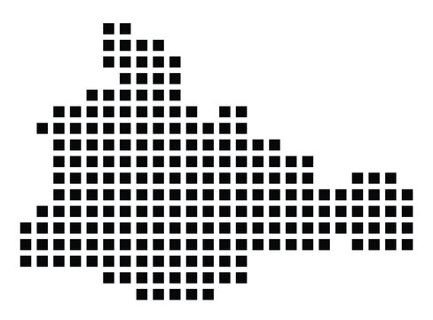 Symbol Map of the City M. Dabrowa Gornicza (Poland) showing the city with a pattern of just a few black squares