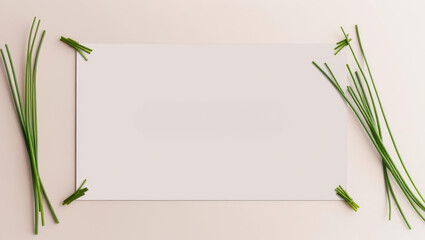 Minimalist Background with Fresh Chives Framing Copy Space for Text or Design