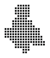 Symbol Map of the City M. Ruda Slaska (Poland) showing the city with a pattern of just a few black squares