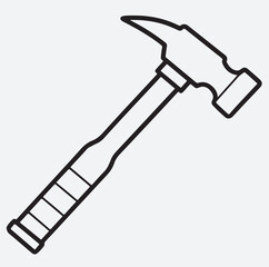 hammer line art  silhouette vector art illustration, hammer and screwdriver