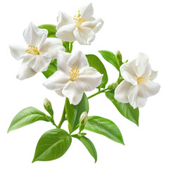 Jasmine, close up of beautiful orange jasmine flower, isolated on transparent background