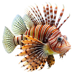 Vivid lionfish portrait ai generated png isolated on a white background