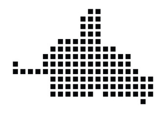 Symbol Map of the City Pabianice (Poland) showing the city with a pattern of just a few black squares