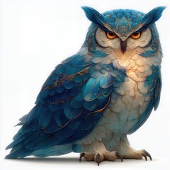 A teal and white owl, glowing fantasy style icon