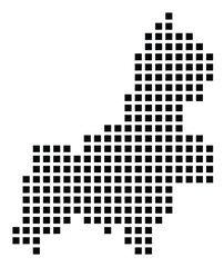 Fototapeta premium Symbol Map of the City Joenkoeping (Sweden) showing the city with a pattern of just a few black squares
