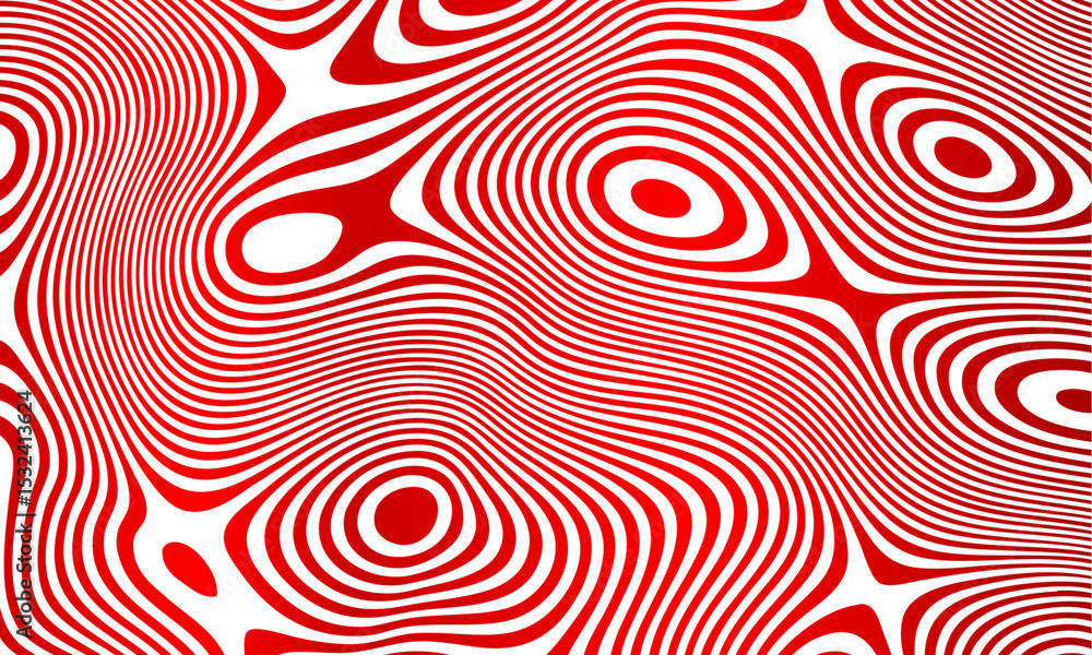 Poster Abstract lines. 3d graphic effect. Stripe vector background. Red ribbons on white transparent overlay backdrop.