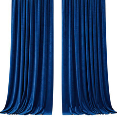 blue curtains isolated on white