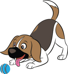 A cute cartoon-style Beagle dog with big brown eyes and floppy ears