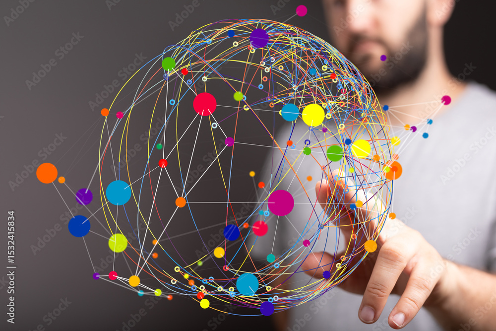 Leinwandbilder Abstract image of a colorful network, representing connection and global communication.